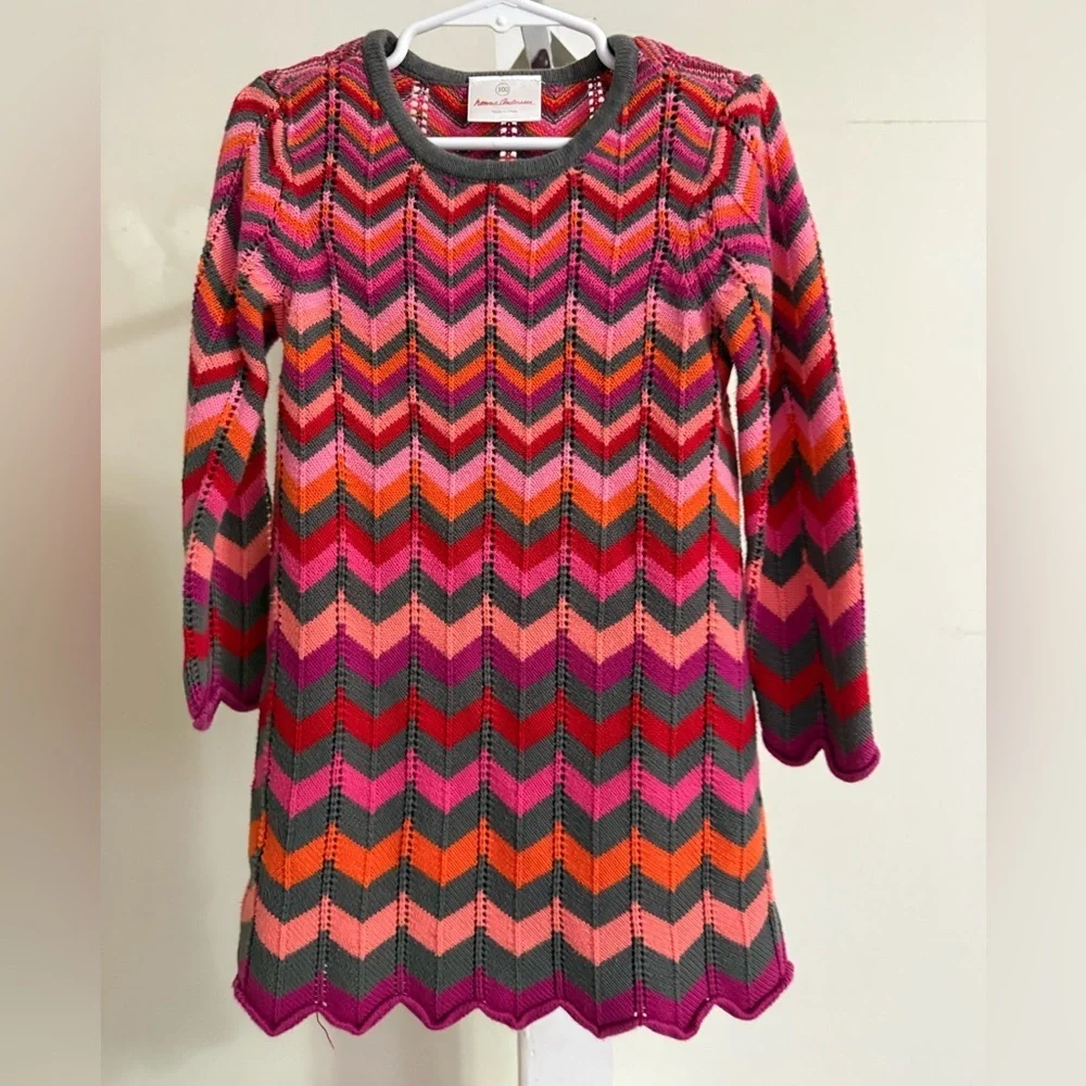 Hanna Andersson Flamestitch Chevron Sweater Dress